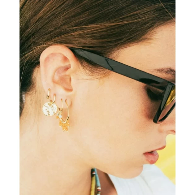 Boucles d'oreilles Paon en quartz rose - Zag Bijoux