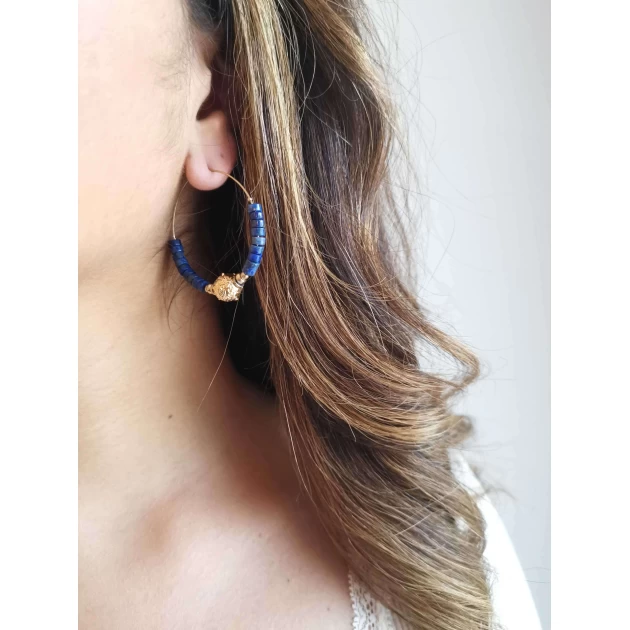 Sibylle black gold hoops earrings - Zag Bijoux