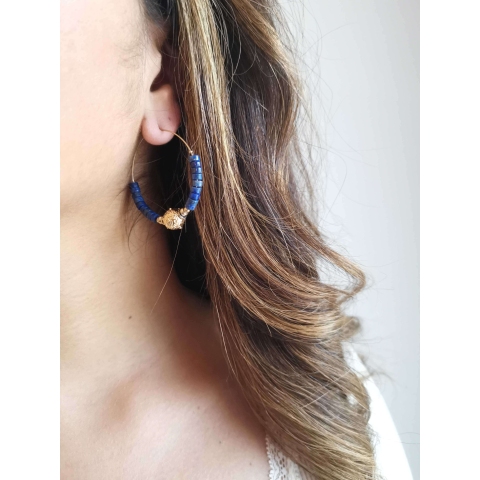 Sibylle black gold hoops earrings - Zag Bijoux