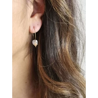 Boucles d'oreilles créoles Théa quartz rose - Zag Bijoux