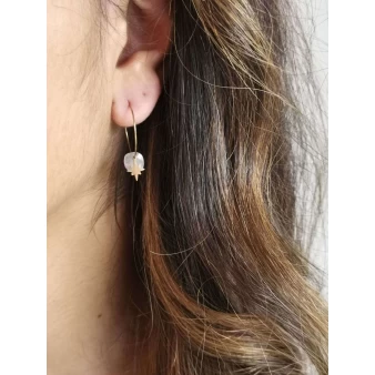 Boucles d'oreilles créoles Théa lapis lazuli - Zag Bijoux
