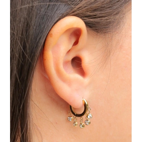 Boucles d'oreilles créoles Agathe lapis lazuli - Zag Bijoux