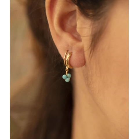 Gold steel coral cluster hoop earrings - Zag Bijoux