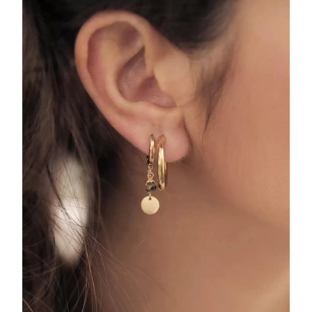 Boucles d'oreilles créoles Lany malachite - Zag Bijoux