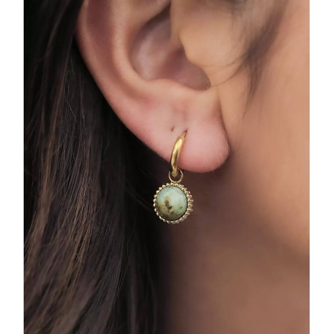 Lydie pearly gold hoops earrings - Zag Bijoux
