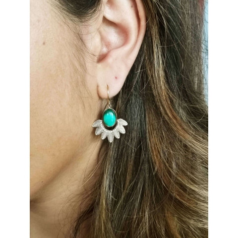 Boucles d'oreilles Palm en malachite - Zag Bijoux