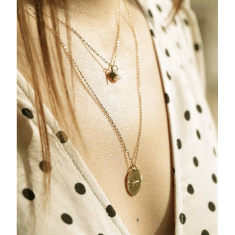 Collier stone polar en acier et onyx - Zag bijoux