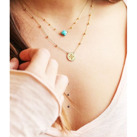 Clover red gold necklace - Zag Bijoux