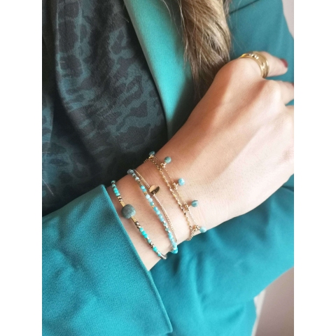 Bracelet perle cornaline en acier jaune - Zag bijoux