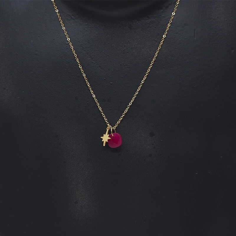 Stone polar ruby gold necklace - Zag Bijoux