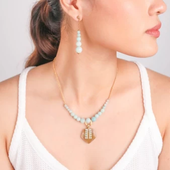 Celadon pearl gold earrings - Nature bijoux