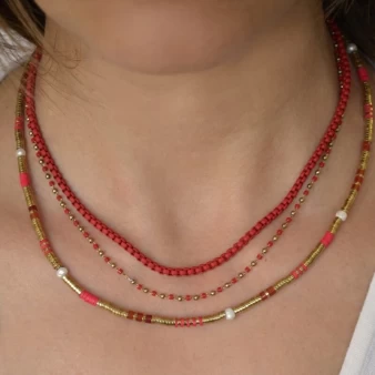Cruz red gold necklace - Anartxy