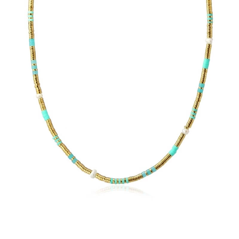 Louisiane turquoise gold necklace - Anartxy