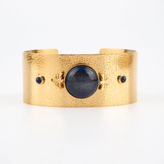 Bee blue gold cuff bracelet - Zag Bijoux