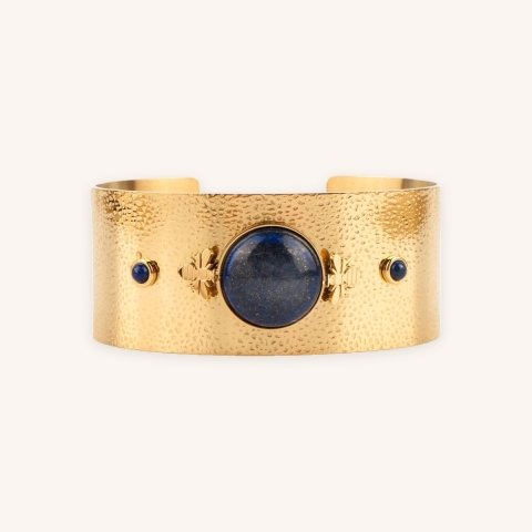 Bracelet manchette Bee bleue en acier or - Zag Bijoux