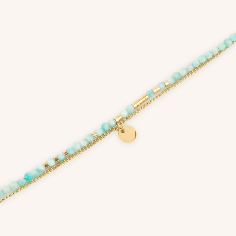 Stone pastille amazonite gold bracelet - Zag Bijoux