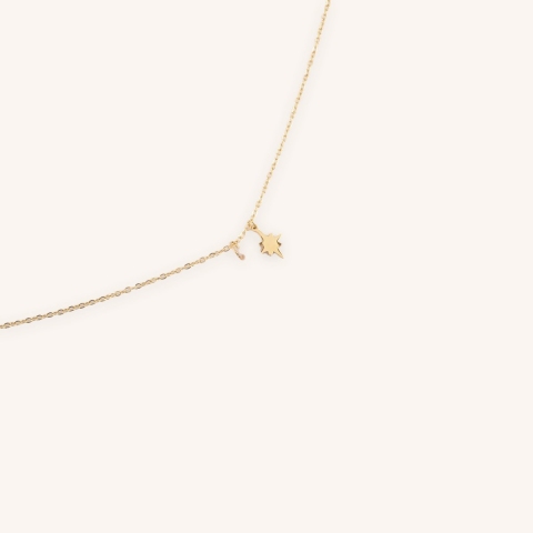 Collier Stone polar acier or jaune et quartz rose - Zag Bijoux
