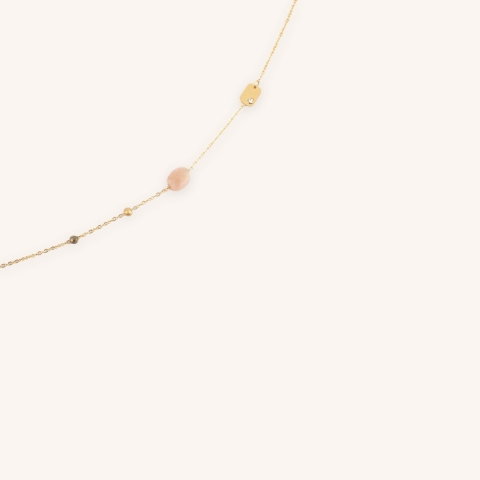 Collier Mailine nude et acier or jaune - Zag Bijoux