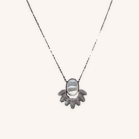 Palm mother of pearl silver necklace - Zag Bijoux