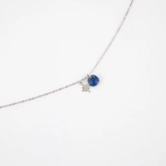 Collier stone polar en acier et lapis lazuli - Zag Bijoux