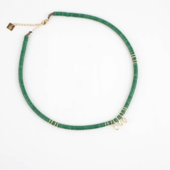 Collar Madagascar verde de acero con oro amarillo - Zag Bijoux