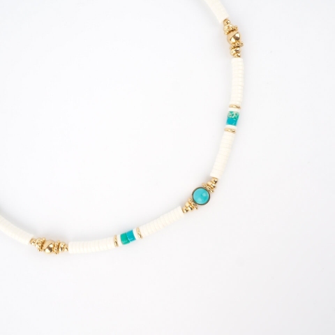 Collier Bora turquoise en acier or jaune - Zag Bijoux