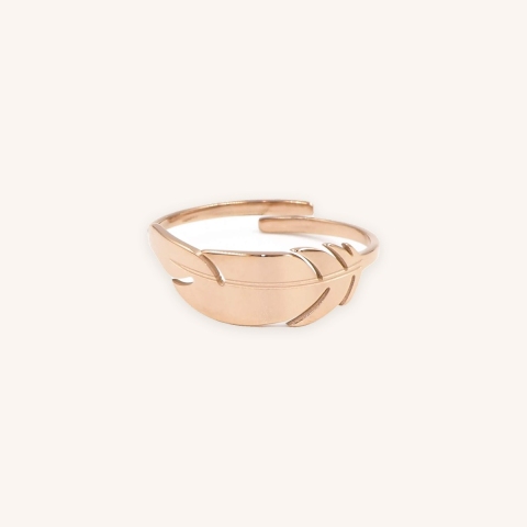 Bague plume en acier rose - Zag Bijoux