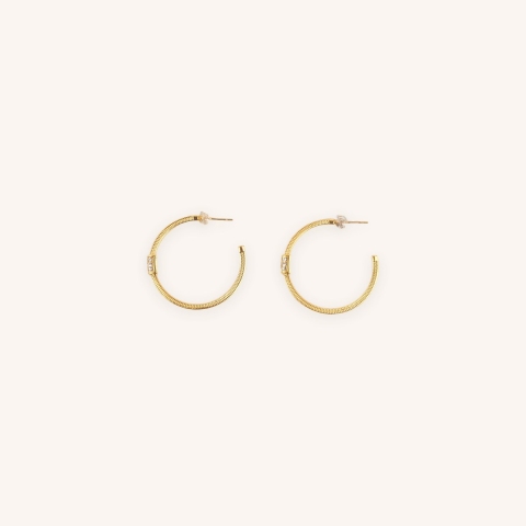 Boucles d'oreilles créoles Cosmos en acier or - Zag Bijoux
