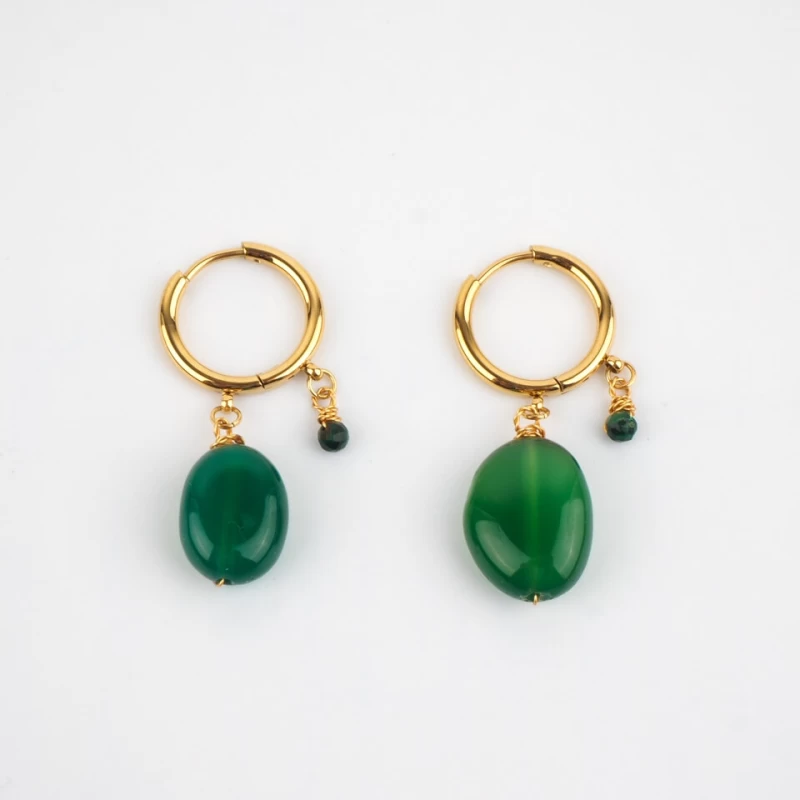 Avent green gold hoop earrings - Zag Bijoux