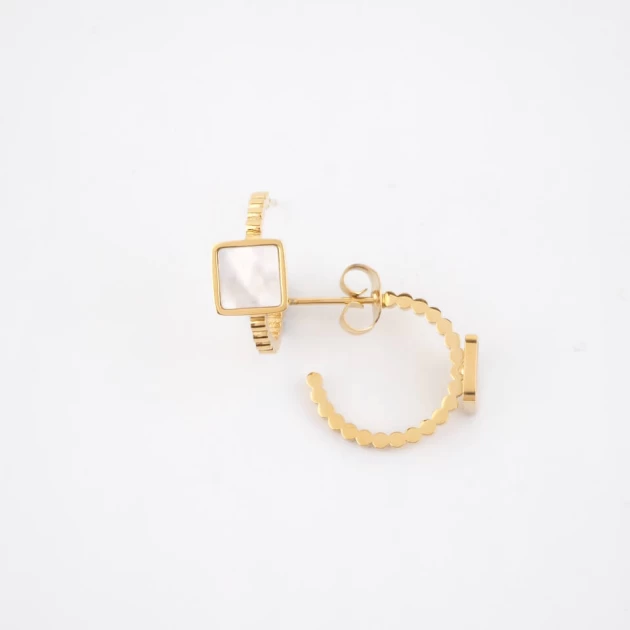 Cube gold hoop earrings -...