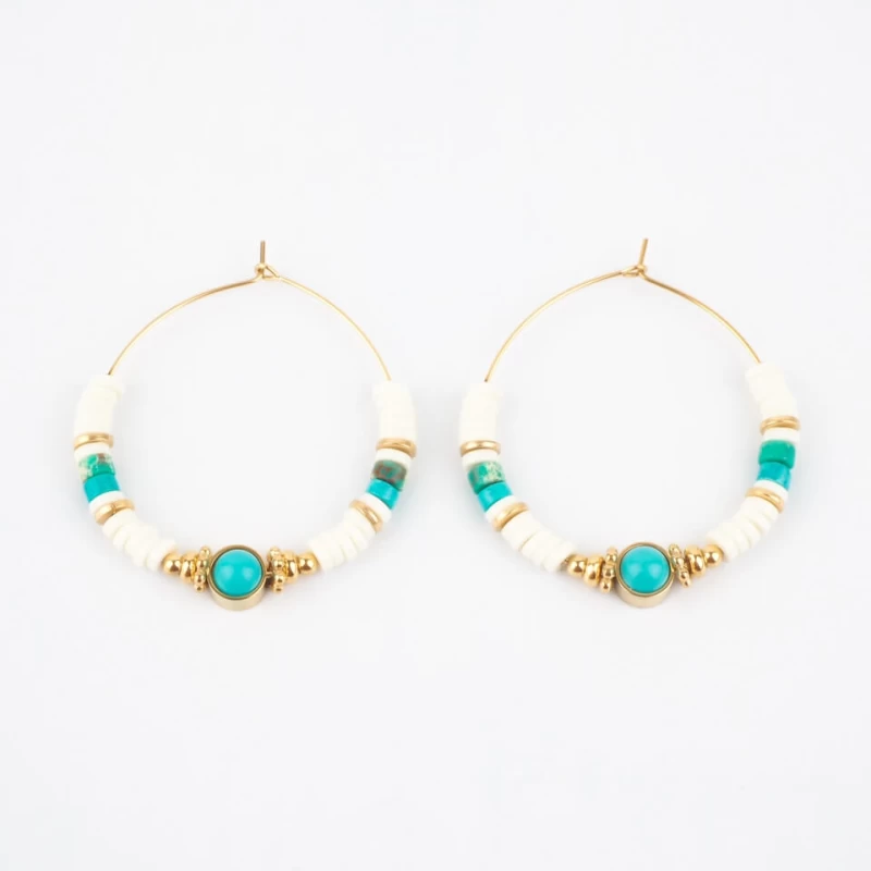Bora blue gold hoop earrings - Zag Bijoux