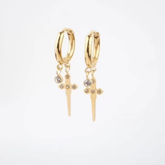 Cross gold hoop earrings - Zag Bijoux