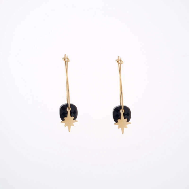 Thea onyx gold hoop earrings - Zag Bijoux