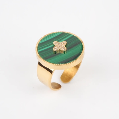 Bague Hera verte en acier or jaune - Zag Bijoux
