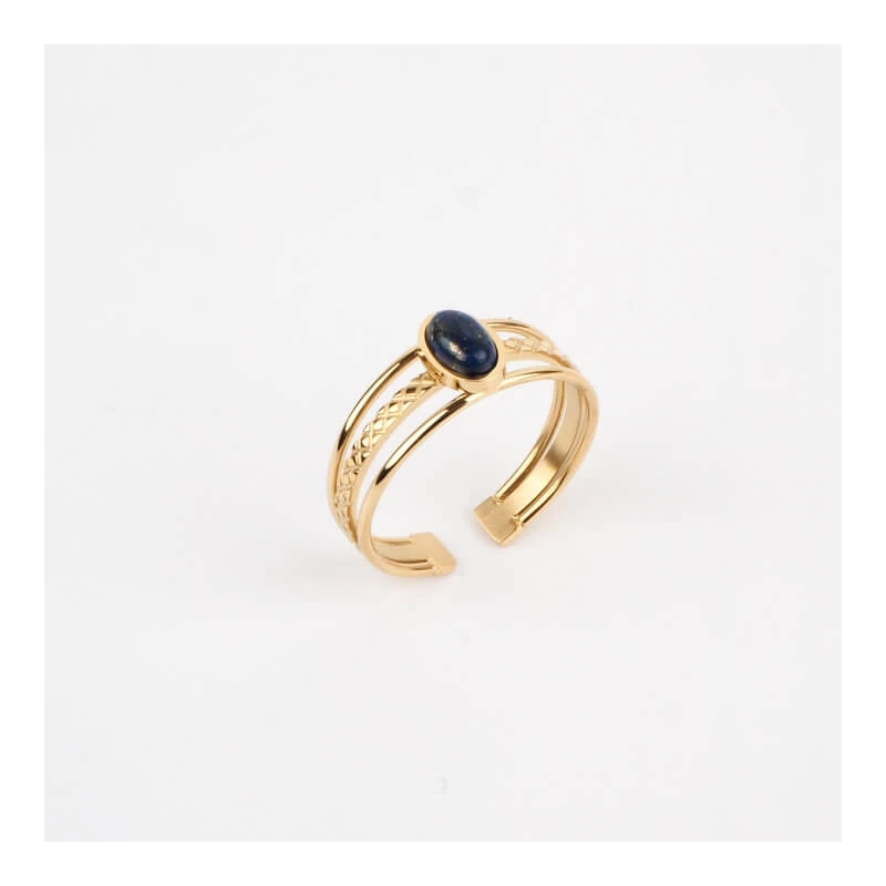 Anillo Saturno azul de acero con oro amarillo - Zag Bijoux