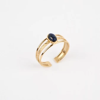 Anillo Saturno azul de acero con oro amarillo - Zag Bijoux