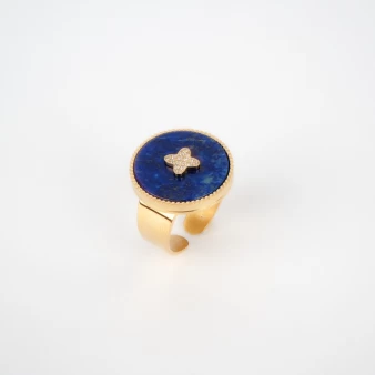 Anillo Hera azul en acero con oro amarillo - Zag Bijoux
