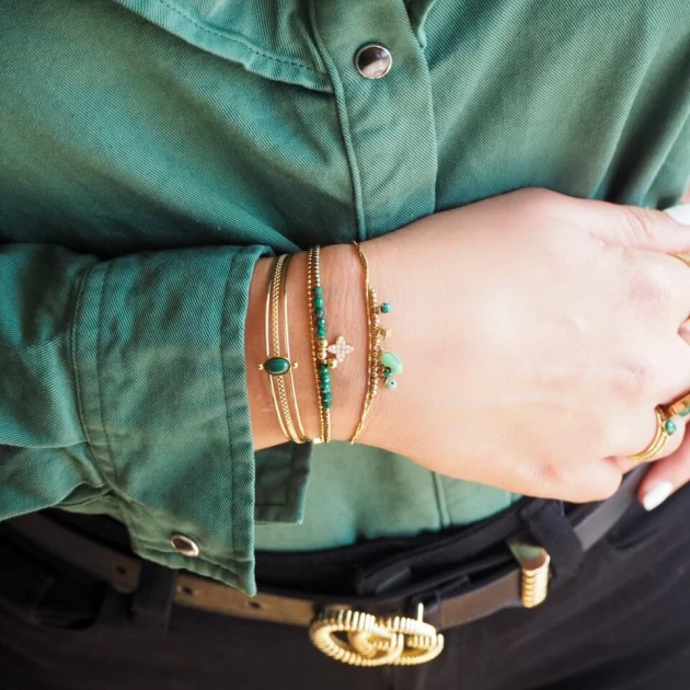 Saturne green gold bangle bracelet - Zag Bijoux