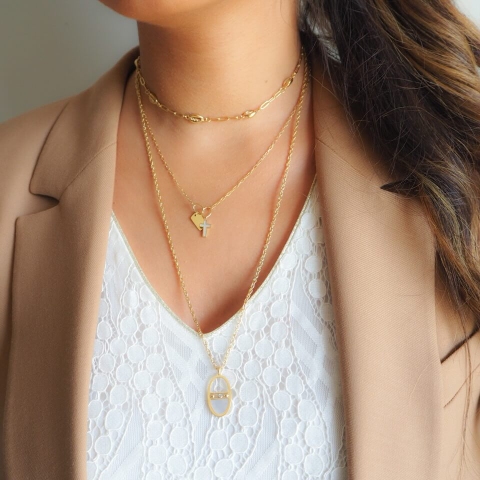Collier Anoush en acier or jaune - Zag Bijoux