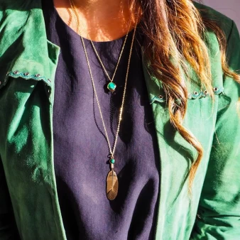 Amazonia green gold long necklace - Zag Bijoux