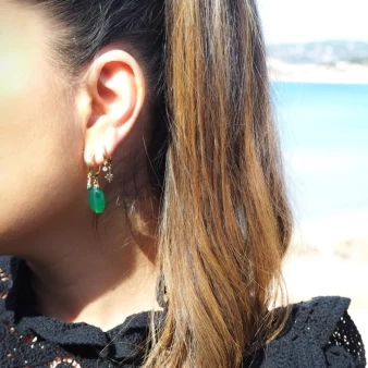 Avent green gold hoop earrings - Zag Bijoux