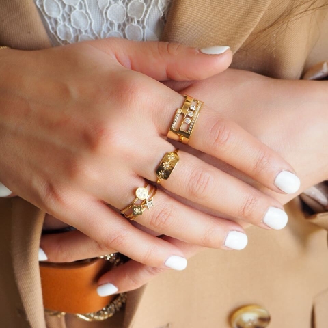Bague Ruiz en acier or jaune - Zag Bijoux