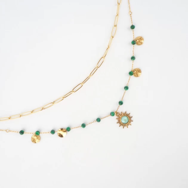 Siloe green gold necklace -...