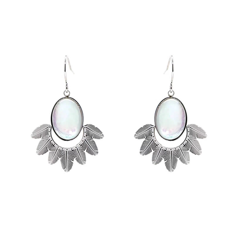 Palm pearly silver earrings - Zag Bijoux