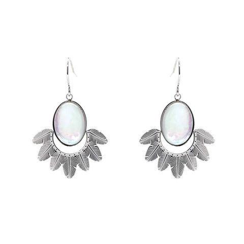 Boucles d'oreilles Palm nacrées en acier - Zag Bijoux