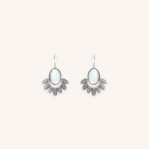 Palm pearly silver earrings - Zag Bijoux