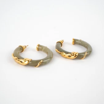 Cobra khaki gold hoop earrings - Gas bijoux