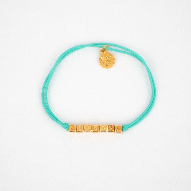 Maman turquoise gold cord bracelet - Gas bijoux