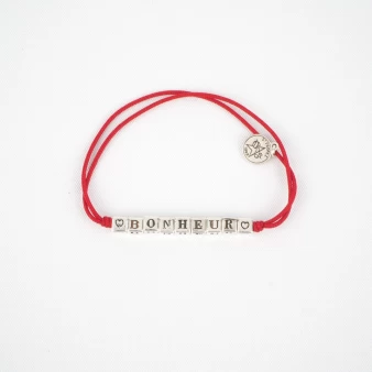 Bonheur burgundy silver cord bracelet - Gas bijoux