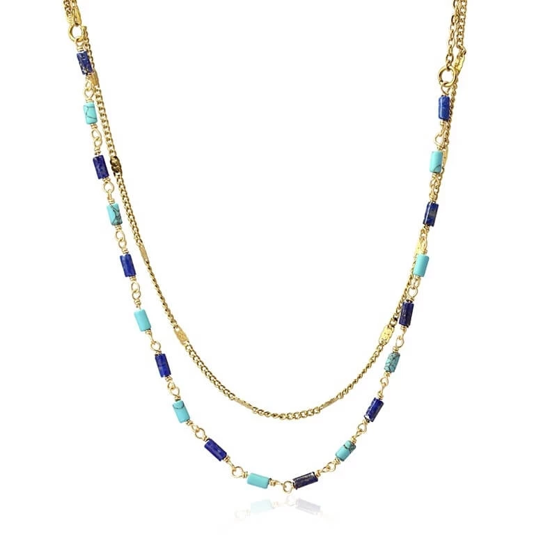 Phoenix blue gold necklace - Anartxy